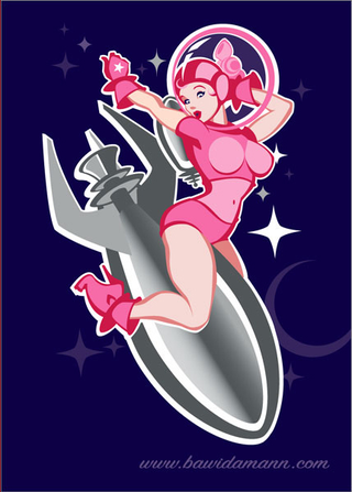 Illustration for article titled Pin-Up Girls Tame Outer Space, Ride Godzilla (Maybe NSFW)